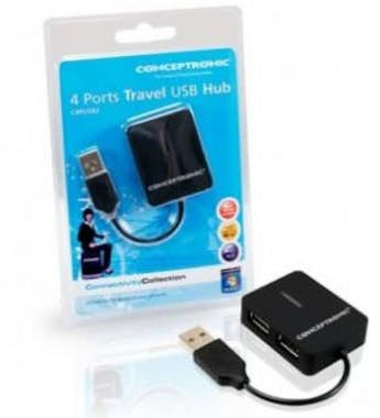 Conceptronic - Hub 4 Puertos USB 2.0 - Tamaño compacto
