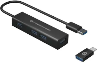 Conceptronic HUB USB-C 3.0 CONCEPTRONIC HUBBIES07B 4 PUERTOS US Conceptronic HUB USB-C 3.0 CONCEPTRONIC HUBBIES07B 4 PUERTOS US