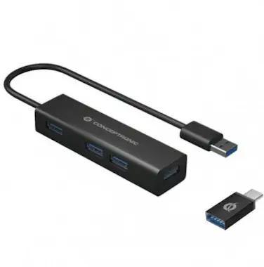 Conceptronic HUB USB-C 3.0 CONCEPTRONIC HUBBIES07B 4 PUERTOS US Conceptronic HUB USB-C 3.0 CONCEPTRONIC HUBBIES07B 4 PUERTOS US
