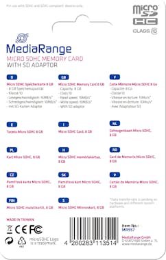 MEDIARANGE MediaRange 8GB microSDHC Clase 10 MEDIARANGE MediaRange 8GB microSDHC Clase 10