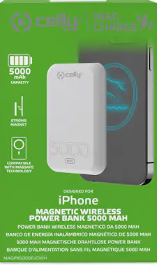 Celly Celly MAGPB5000EVOWH batería externa 5000 mAh Carg Celly Celly MAGPB5000EVOWH batería externa 5000 mAh Carg