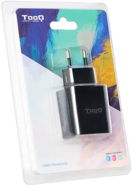 Tooq TooQ Cargador de Pared USB-C PD20W, Negro Tooq TooQ Cargador de Pared USB-C PD20W, Negro