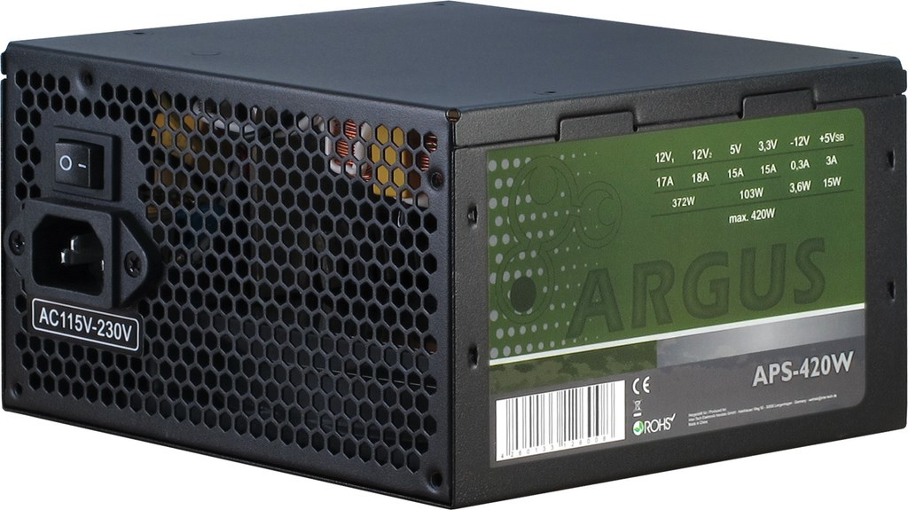 inter-tech argus aps unidad de fuente de alimentacion 420 w 204 pin atx atx negro