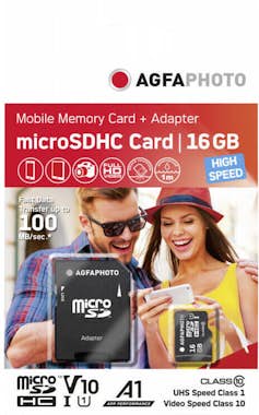 Agfaphoto microsdhc uhs-i 16gb high speed class 10 u1 + adap
