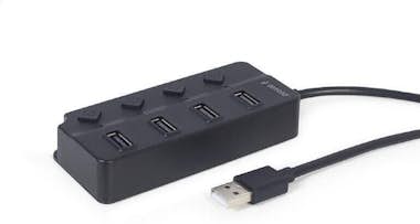 Gembird hub usb 2.0 powered 4-port with switches black Gembird hub usb 2.0 powered 4-port with switches black