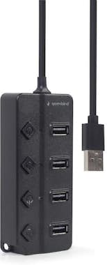Gembird hub usb 2.0 powered 4-port with switches black Gembird hub usb 2.0 powered 4-port with switches black