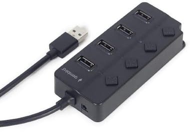 Gembird hub usb 2.0 powered 4-port with switches black Gembird hub usb 2.0 powered 4-port with switches black