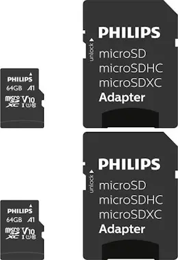 Philips microsdxc 2-pack 64gb class 10 uhs-i u1 incl. ada Philips microsdxc 2-pack 64gb class 10 uhs-i u1 incl. ada