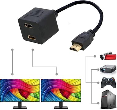 Techly Techly 0.3m HDMI - 2x HDMI M/F cable HDMI 0,3 m HD Techly Techly 0.3m HDMI - 2x HDMI M/F cable HDMI 0,3 m HD