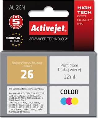 Activejet Activejet Tinta AL-26N (repuesto Lexmark 26 10N002 Activejet Activejet Tinta AL-26N (repuesto Lexmark 26 10N002