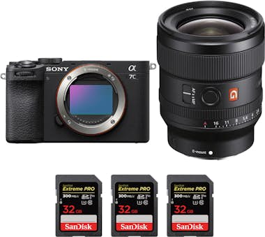 Sony A7C II Negro + FE 24mm f/1.4 GM + 3 SanDisk 32GB E Sony A7C II Negro + FE 24mm f/1.4 GM + 3 SanDisk 32GB E