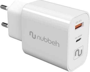 Nubbeh Cabeza de carga 30W USB Tipo C + USB QC 3.0 Nubbeh Cabeza de carga 30W USB Tipo C + USB QC 3.0