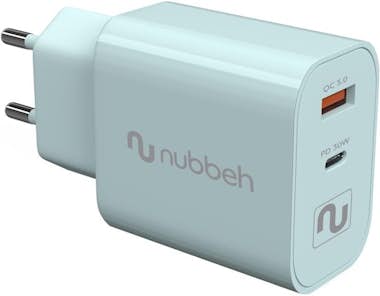 Nubbeh Cabeza de carga 30W USB Tipo C + USB QC 3.0 Nubbeh Cabeza de carga 30W USB Tipo C + USB QC 3.0