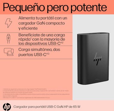 HP HP Cargador para portátil de con USB-C GaN de 65 W HP HP Cargador para portátil de con USB-C GaN de 65 W