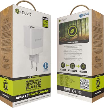 Muvit muvit for change cargador de pared 1 USB 12W+1 Tip Muvit muvit for change cargador de pared 1 USB 12W+1 Tip