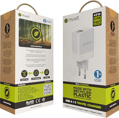 Muvit muvit for change cargador de pared 1 USB 12W+1 Tip Muvit muvit for change cargador de pared 1 USB 12W+1 Tip