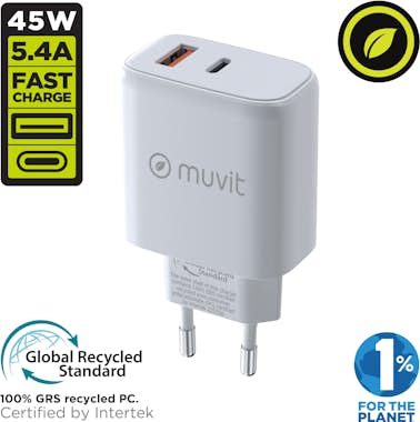 Muvit muvit for change cargador de pared 1 USB 12W+1 Tip Muvit muvit for change cargador de pared 1 USB 12W+1 Tip