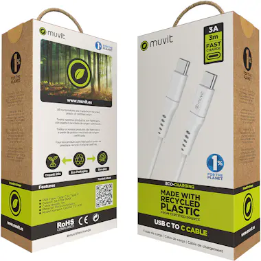 Muvit muvit for change cable Tipo C a Tipo C 3A/60W 3m b Muvit muvit for change cable Tipo C a Tipo C 3A/60W 3m b