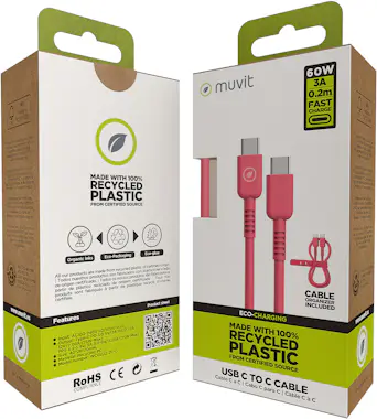 Muvit muvit for change cable Tipo C a Tipo C 3A/60W 0.2m Muvit muvit for change cable Tipo C a Tipo C 3A/60W 0.2m