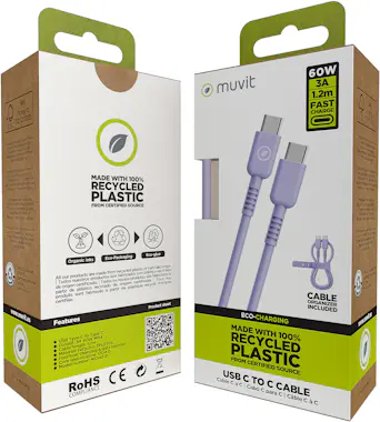 Muvit muvit for change cable Tipo C a Tipo C 3A/60W 1.2m Muvit muvit for change cable Tipo C a Tipo C 3A/60W 1.2m