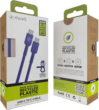 Muvit muvit for change cable Tipo C a Tipo C 3A/60W 1.2m Muvit muvit for change cable Tipo C a Tipo C 3A/60W 1.2m