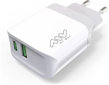 MYWAY myway transformador 1 USB QC 3.0 18W+1 Tipo C PD 2 MYWAY myway transformador 1 USB QC 3.0 18W+1 Tipo C PD 2