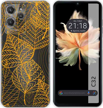 Tumundosmartphone Funda Silicona Oukitel C32 Hojas Tumundosmartphone Funda Silicona Oukitel C32 Hojas