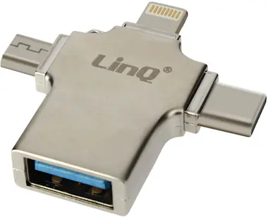 LinQ Adaptador OTG 3 en 1 Lightning, USB-C y Micro-USB LinQ Adaptador OTG 3 en 1 Lightning, USB-C y Micro-USB