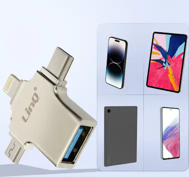 LinQ Adaptador OTG 3 en 1 Lightning, USB-C y Micro-USB LinQ Adaptador OTG 3 en 1 Lightning, USB-C y Micro-USB