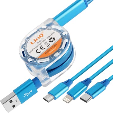 LinQ Cable USB retráctil universal de 1 m Azul LinQ Cable USB retráctil universal de 1 m Azul