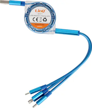 LinQ Cable USB retráctil universal de 1 m Azul LinQ Cable USB retráctil universal de 1 m Azul