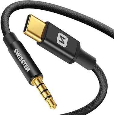 Swissten Cable Jack 3,5 mm a USB-C, Adaptador de audio Negr Swissten Cable Jack 3,5 mm a USB-C, Adaptador de audio Negr