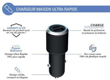 Force Power Cargador dual para automóvil con suministro de ene Force Power Cargador dual para automóvil con suministro de ene