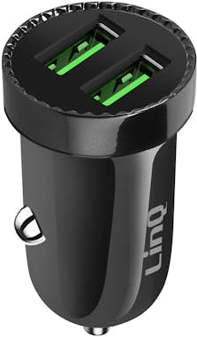 LinQ Cargador de coche compacto doble USB de 12 W negro LinQ Cargador de coche compacto doble USB de 12 W negro