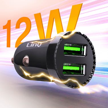 LinQ Cargador de coche compacto doble USB de 12 W negro LinQ Cargador de coche compacto doble USB de 12 W negro