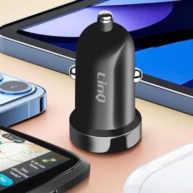 LinQ Cargador de coche compacto doble USB de 12 W negro LinQ Cargador de coche compacto doble USB de 12 W negro