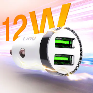 LinQ Cargador de coche compacto doble USB de 12 W Blanc LinQ Cargador de coche compacto doble USB de 12 W Blanc