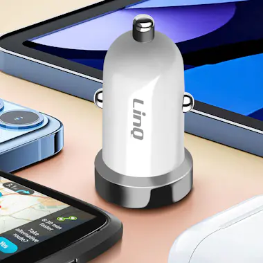 LinQ Cargador de coche compacto doble USB de 12 W Blanc LinQ Cargador de coche compacto doble USB de 12 W Blanc