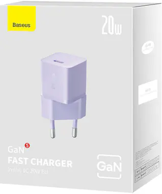 Baseus Baseus GaN5 20W Mini Universal Púrpura Corriente a Baseus Baseus GaN5 20W Mini Universal Púrpura Corriente a