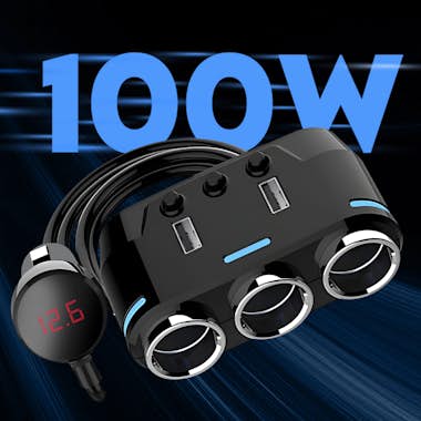 Avizar Divisor Cargador de coche 100W 3x Encendedor 2x Ca Avizar Divisor Cargador de coche 100W 3x Encendedor 2x Ca