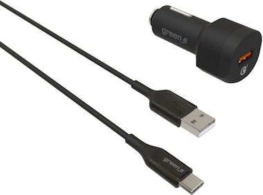 green_e Greene Cargador de coche QC 3.0 USB 3A con cable U green_e Greene Cargador de coche QC 3.0 USB 3A con cable U
