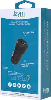 Jaym Cargador rápido para coche USB-C 20W 3A Power Deli Jaym Cargador rápido para coche USB-C 20W 3A Power Deli