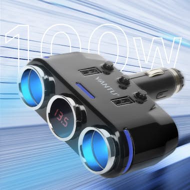 Avizar Cargador coche Diseño plegable 100W 2x encendedor Avizar Cargador coche Diseño plegable 100W 2x encendedor