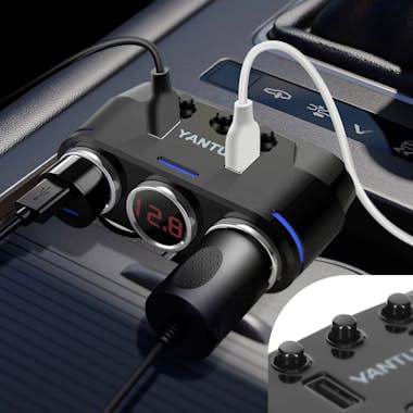 Avizar Cargador coche Diseño plegable 100W 2x encendedor Avizar Cargador coche Diseño plegable 100W 2x encendedor