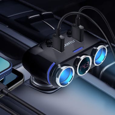 Avizar Cargador coche Diseño plegable 100W 2x encendedor Avizar Cargador coche Diseño plegable 100W 2x encendedor