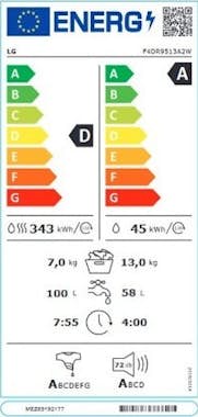 LG Lavasecadora F4DR9513A2W 13/7KG 1400RPM LG Lavasecadora F4DR9513A2W 13/7KG 1400RPM