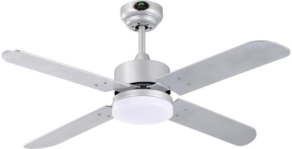 ventilador de techo kenia plateado 4 aspas reversibles 18w led 300040006500k al 40xp107cm