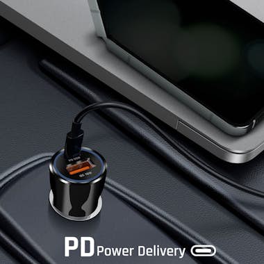Blue Star Cargador coche USB-C 25W + USB 18W Negro Blue Star Cargador coche USB-C 25W + USB 18W Negro