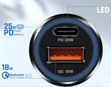 Blue Star Cargador coche para USB-C / USB USB-C 25W + USB 18 Blue Star Cargador coche para USB-C / USB USB-C 25W + USB 18