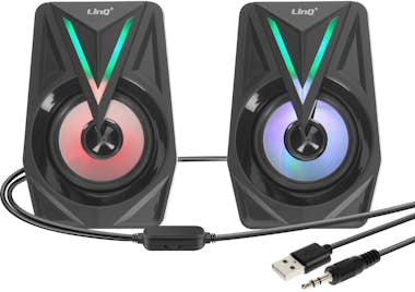 LinQ Altavoces PC con luz LED RGB y sonido potente Negr LinQ Altavoces PC con luz LED RGB y sonido potente Negr